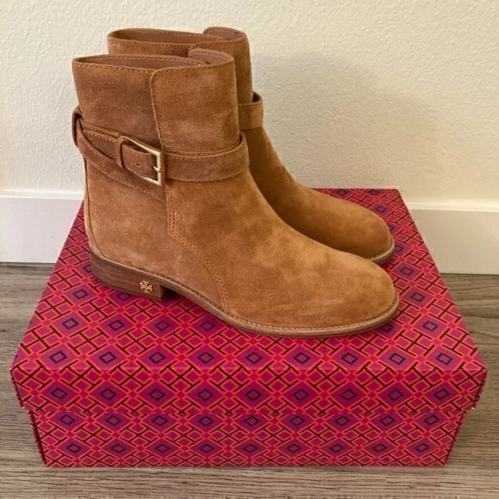 Tory Burch Brooke Ankle Suede Buckle Boot Size 6.5 NEW